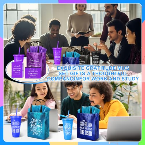 12 Sets Employee Appreciation Gifts Bulk 24 oz Inspirational Straw Cups (84 Count)