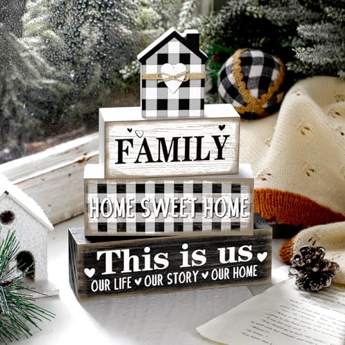 4 Pcs Farmhouse Table Decoration Rustic Sign Block (4 Count)