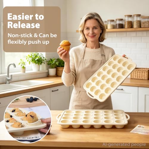 Beige Mini Silicone Muffin Molds (2 Count)
