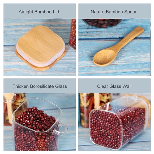 Glass Jar with Bamboo Lid and Spoon (3 Count)