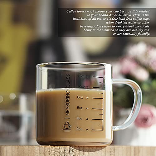 Glass Coffee Tea Cups Set of 2 (2 Count)