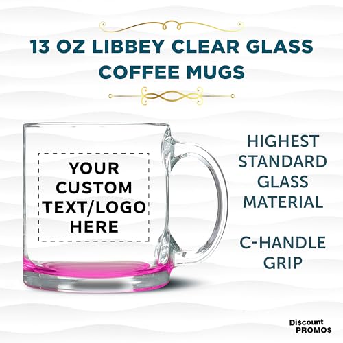 Custom Clear Glass Coffee Mugs 13 oz. Set of 10 (100 Count)