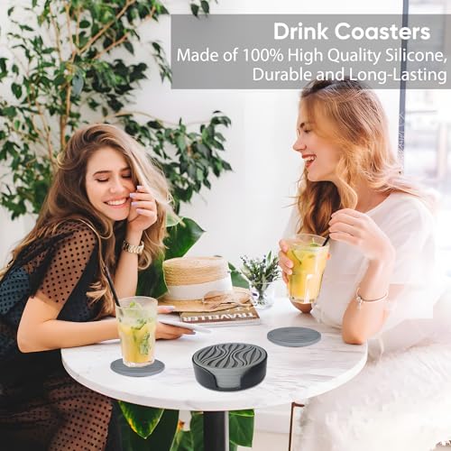 6Pcs Rubber Coasters for Drink with Holder
