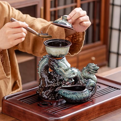 Ceramic Teapot with Infuser Semi Automatic Tea Set Magic Teapot with 8 cups Gradient Color