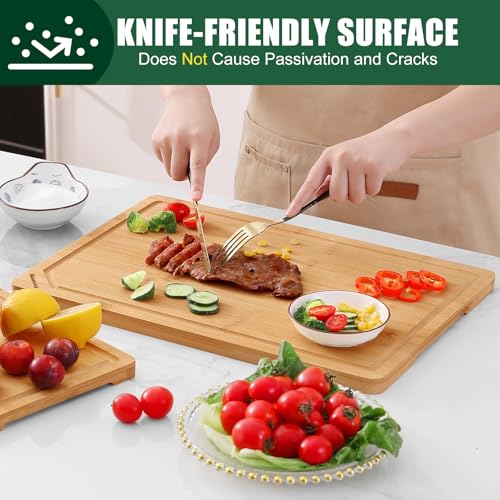 Organic Bamboo Cutting Boards Set for Kitchen Set of 2 (2 Count)
