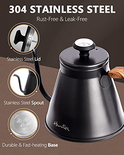 Gooseneck Kettle with Thermometer for Pour Over Coffee and Tea