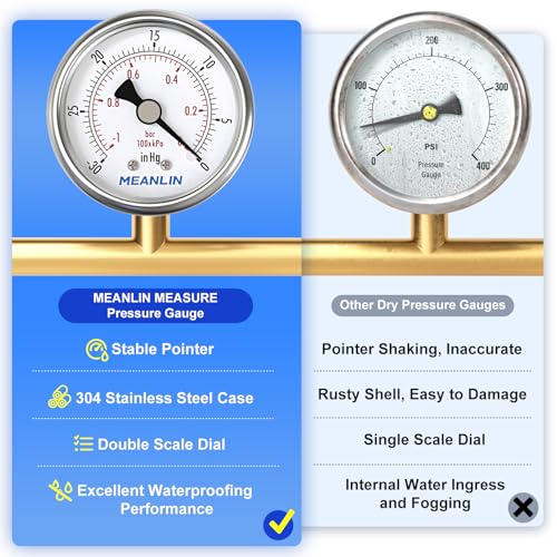 30inHG~0Psi Vacuum Gauge Stainless Steel 1