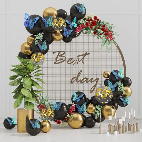 3D Butterfly Wall Decor 48 Pcs Laser Blue Butterfly Decorations (48 Count)