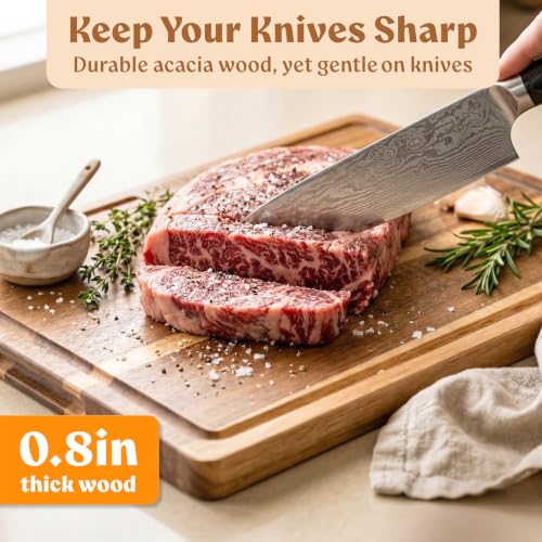 Acacia Wood Cutting Boards for Kitchen Set of 3 (3 Count)