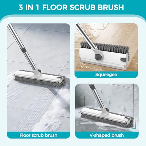 Floor Scrub Brush with 54in Adjustable Long Handle