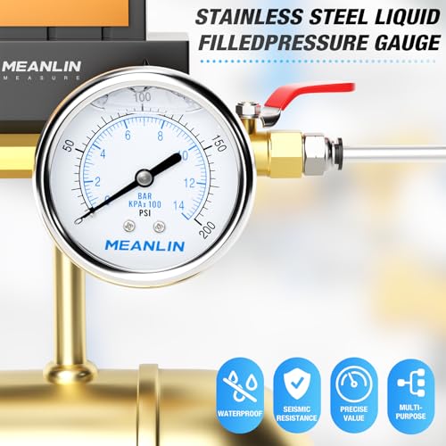 0~200Psi Liquid Filled Pressure Gauge Stainless Steel with 316 Stainless Steel Joint 1
