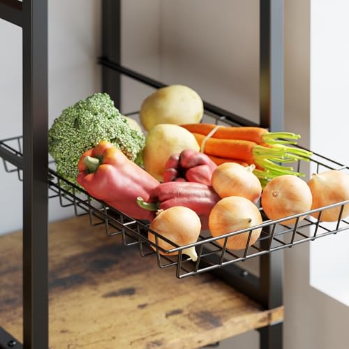 Bakers Rack with Cabinet and Power Outlet