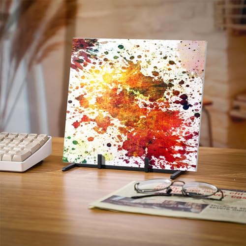 2 Pcs Black Metal Display Stands Sleek Easel Holder for Stained Ceramic Tiles Art Collectibles (2 Count)