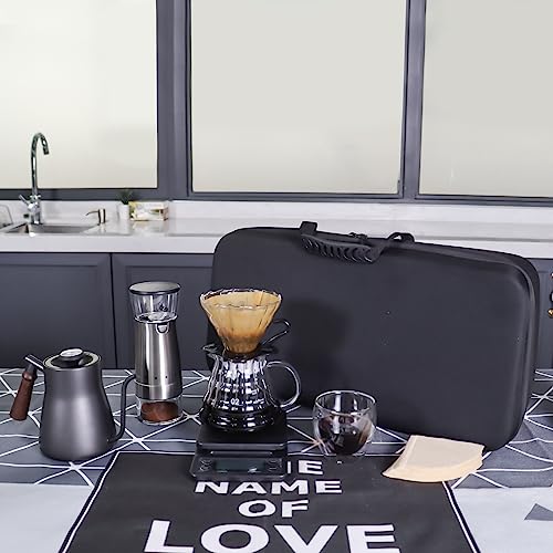 Electric Coffee Maker Set with Electric Grinder Glass Dripper Server Steel Kettle Filter Paper Travel Bag for Outdoor Travel BBQ Picnic