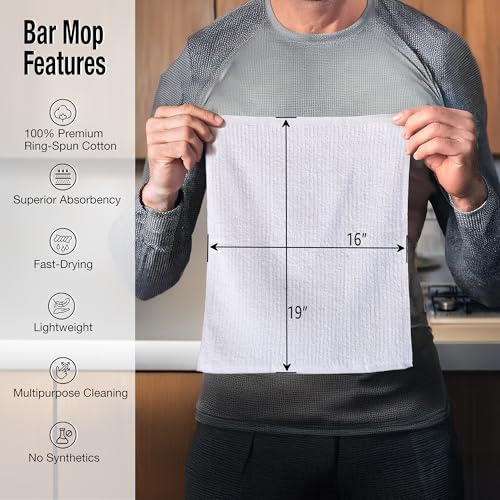 Bar Towels 16" x 19" Bar Mop Cleaning Dish Rags (6 Count)