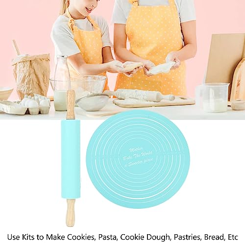 13.2in Rolling Pin Pastry Baking Mat 11.8x1.8in Large Silicone Rolling Pin Kneading Pad Baking Tool for Kitchen Restaurant School Use