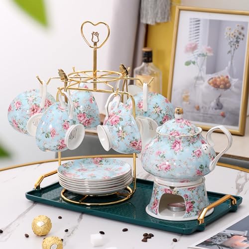 floral porcelain coffee cups set for 6 people