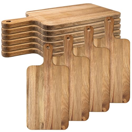 10 Pcs Acacia Wood Cutting Board with Handle (10 Count)