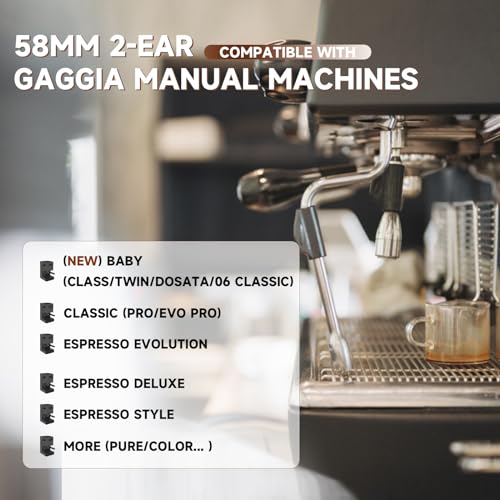 58mm Bottomless Portafilter with Double Shot Filter Basket & Wood Handle for Gaggia Classic