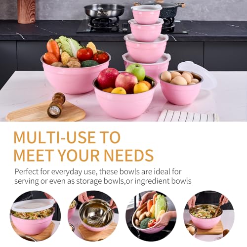 Pink Mixing Bowls With Airtight Lids