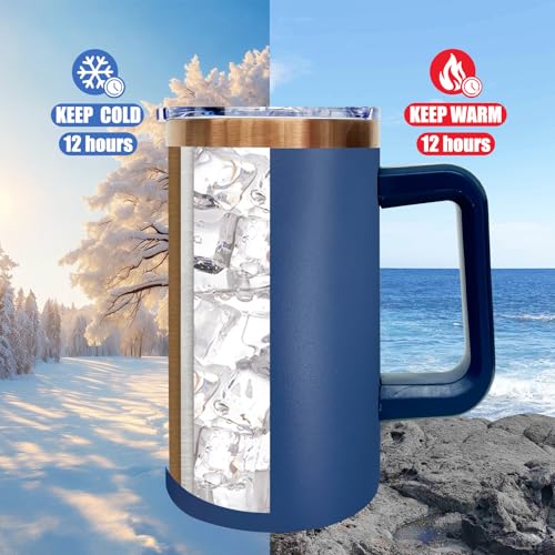 22oz Insulated Coffee Mug Bulk with Handle and Lid Navy
