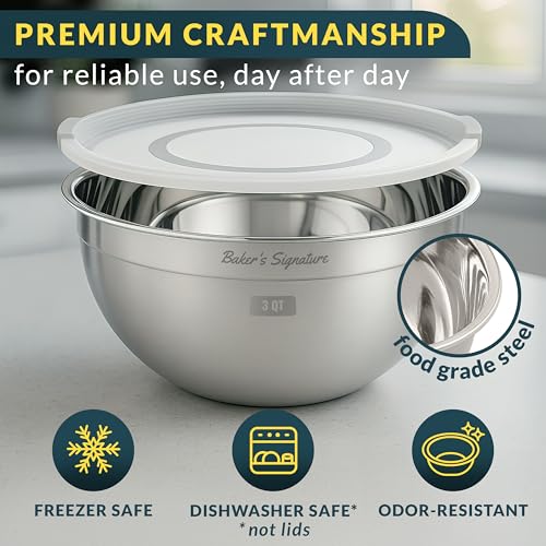 Stainless Steel Mixing Bowls with Lids Set of 3 (3 Count)