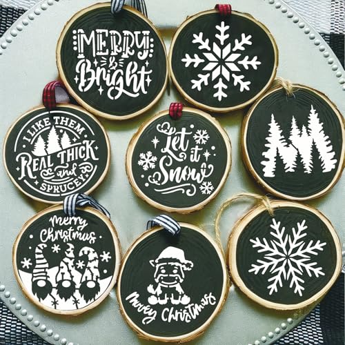 36 Pcs Small Christmas Stencils for Painting on Wood 3 Inch Reusable Christmas Ornament Stencil for Crafts Wood Card Paper Fabric (36 Count)