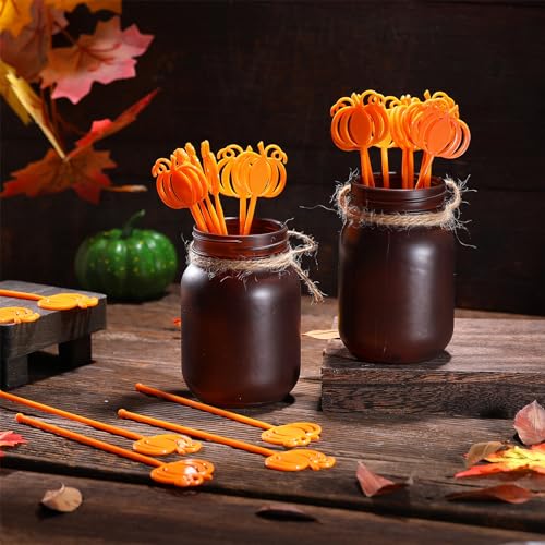 30 Pcs Fall Swizzle Sticks Plastic Coffee and Cocktail Stirrers Thanksgiving Wedding Drink Stirrers Cocktail Mixers for fall Autumn Party Tea Coffee Bar Decoration