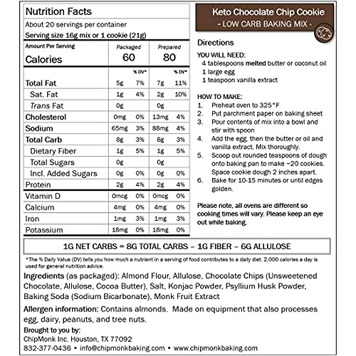 Chocolate Chip Keto Cookie Mix Low Carb Gluten
