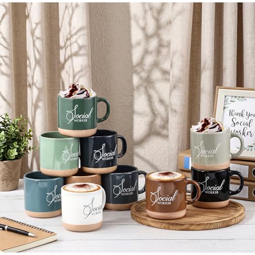 10 Pcs Social Worker Appreciation Gifts Bulk 13 oz Ceramic Coffee Mugs Thank You Cups Social Worker Graduation Gift for BSW MSW DSW LCSW Must Haves Office Work (10 Count)
