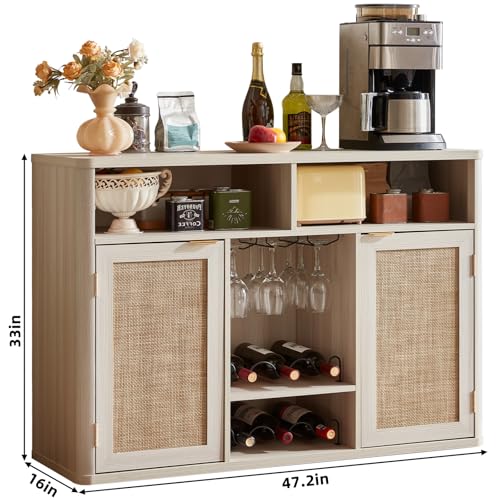 Rattan Wine Bar Cabinet with 2 Doors