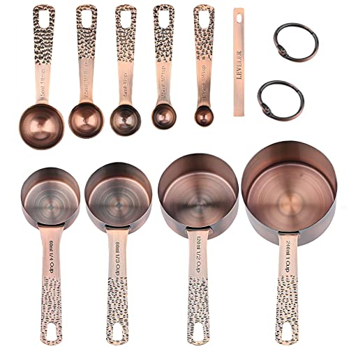 Copper Measuring Cups and Spoons Set