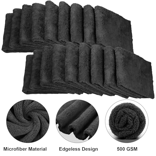 30 Pcs 16 x 16 Inch Edgeless Microfiber Plush Towels for Cars Detailing Drying Wash Polishing Absorbent Cleaning Cloths