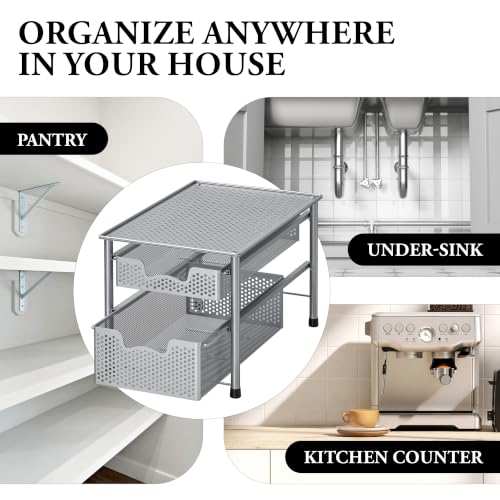 Stackable 2 Tier Sliding Basket Organizer Drawer