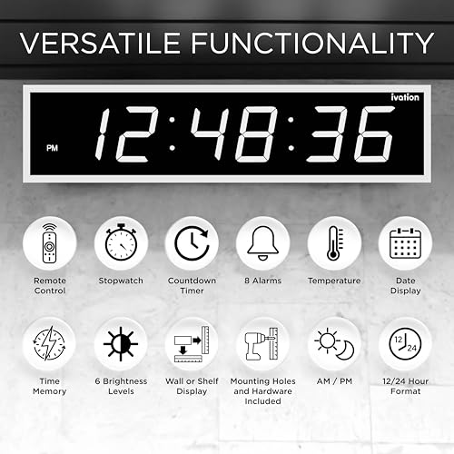Oversized Digital Wall Clock with Large LED Display & Timer