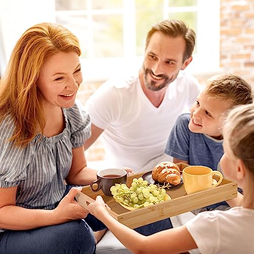 Bamboo Dinner Food Trays for Eating On Couch Party Platters for Serving Food Decorative Tray for Kitchen Counter Rectangle