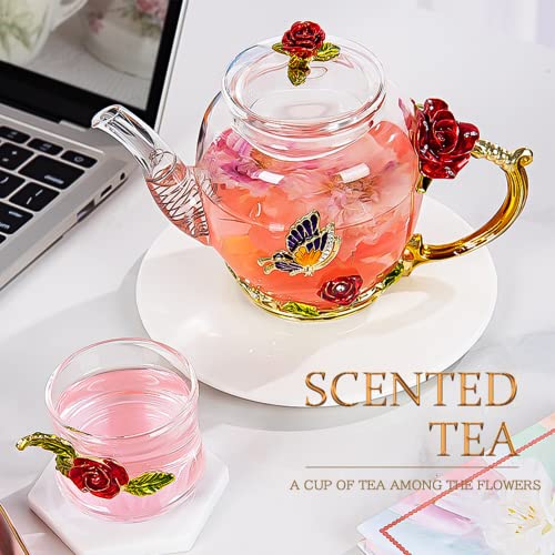 xixi home Red rose tea set suit、teapot heat