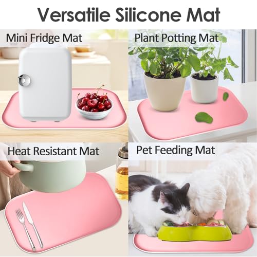 Silicone Coffee Maker Mat with Lip for Countertops 17.4'' x 10.6'' Pink