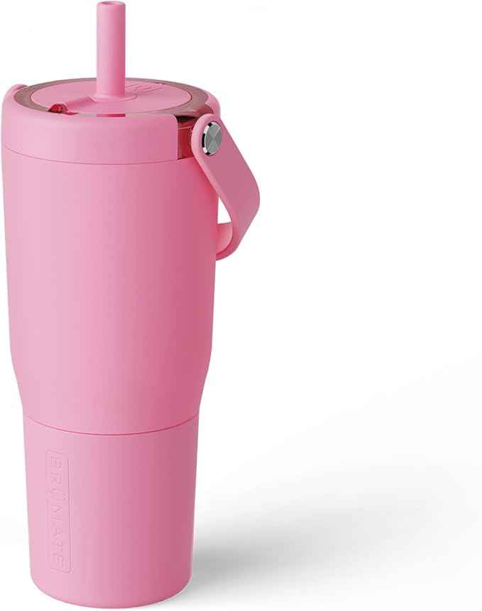 BrüMate Resa 25oz 100% Leakproof Travel Tumbler w/Handle & Straw | Flexible SoftSip Straw | Silicone Sleeve for Durability | Stainless Steel | Cup Holder & Travel Friendly Water Bottle (Primrose)