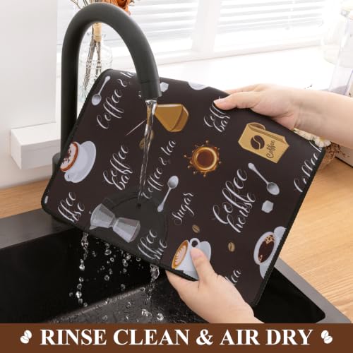 Coffee Mat 2 Pack 12x19 Inch Absorbent Non