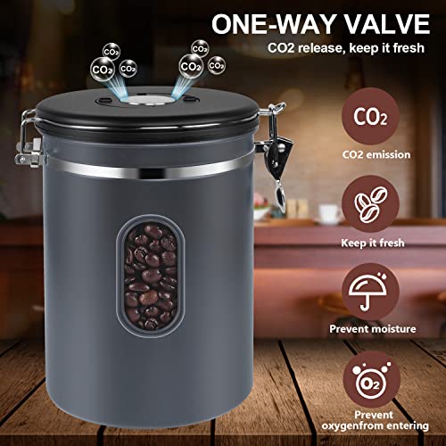 2800ML Coffee Canister with Date Tracker&Transparent Window
