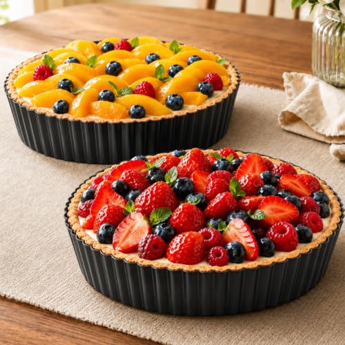 9.45*2.2 Inch Quiche Pans 2 Pack. Removable Bottom