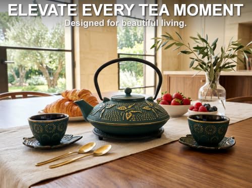 Green Butterfly Cast Iron Tea Set
