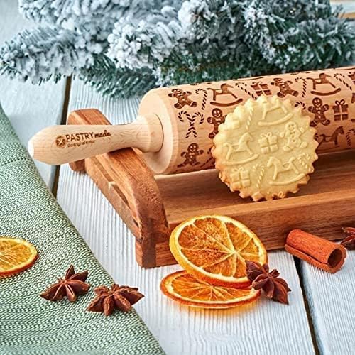 Christmas Wooden Rolling Pin for Baking