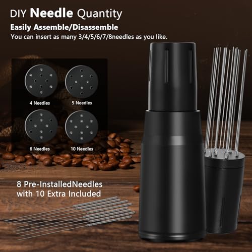 WDT Tool Espresso Distributor Accessory kit &1.7mm Thickness 150μm Mesh Puck Screen & 8 Magnets dosing ring Compatible with Portafilter