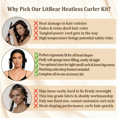 Sleepy Tie Heatless Curling Headband Overnight No Heat Curler Set for Long Hair