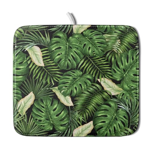 Tropical Palm Leaf Dish Drying Mat for Kitchen Countertop