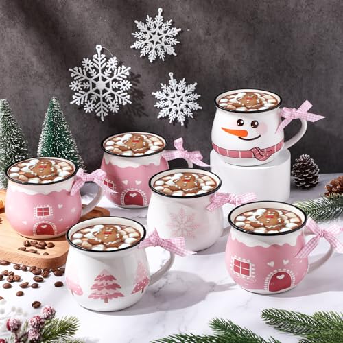 6 Set Christmas Coffee Mug Ceramic 12oz Hot Cocoa Cup (6 Count)