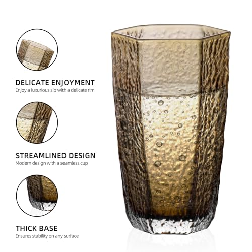 Amber Hexagonal Whiskey Glass Set (2 Count)