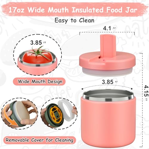19oz Insulated Vacuum Food Jar with Buckle Lid Wide Mouth Soup Thermo for Hot Food Kids Leakproof Stainless Steel Lunch Container